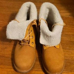 Fold over Timberland boots.